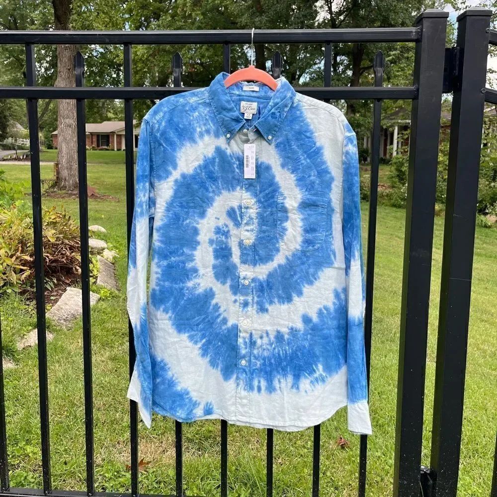 J Crew Linen Tie Dye Button Down Shirt NWT